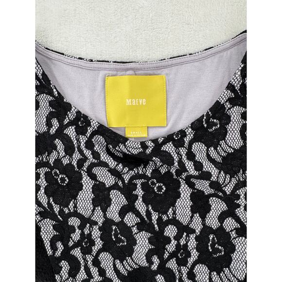 Maeve Anthropologie Black White Lace Dress Stretch Sleeveless Dark Coquette S - Picture 8 of 14